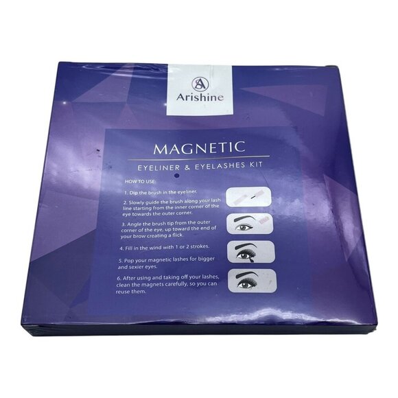 Magnetic Eyeliner & Eyelashes Kit Reusable Waterproof Includes 5 Pairs Magnetic - Picture 2 of 4